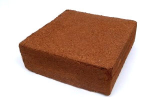 Photo of a brick of coconut coir husk