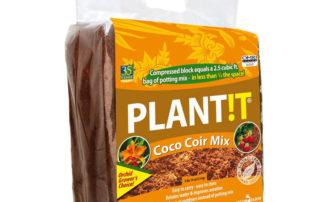 Photo of square packaged block of Plant!t coco coir mix